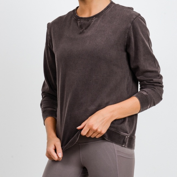 Mono B Tops - NWT! Mono B Coffee Mineral Wash Sweatshirt